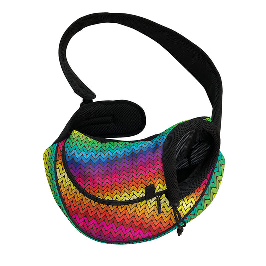 Rainbow Knitted Mexican Pattern Print Pet Sling Carrier