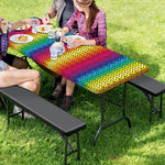 Rainbow Knitted Mexican Pattern Print Picnic Table Cover
