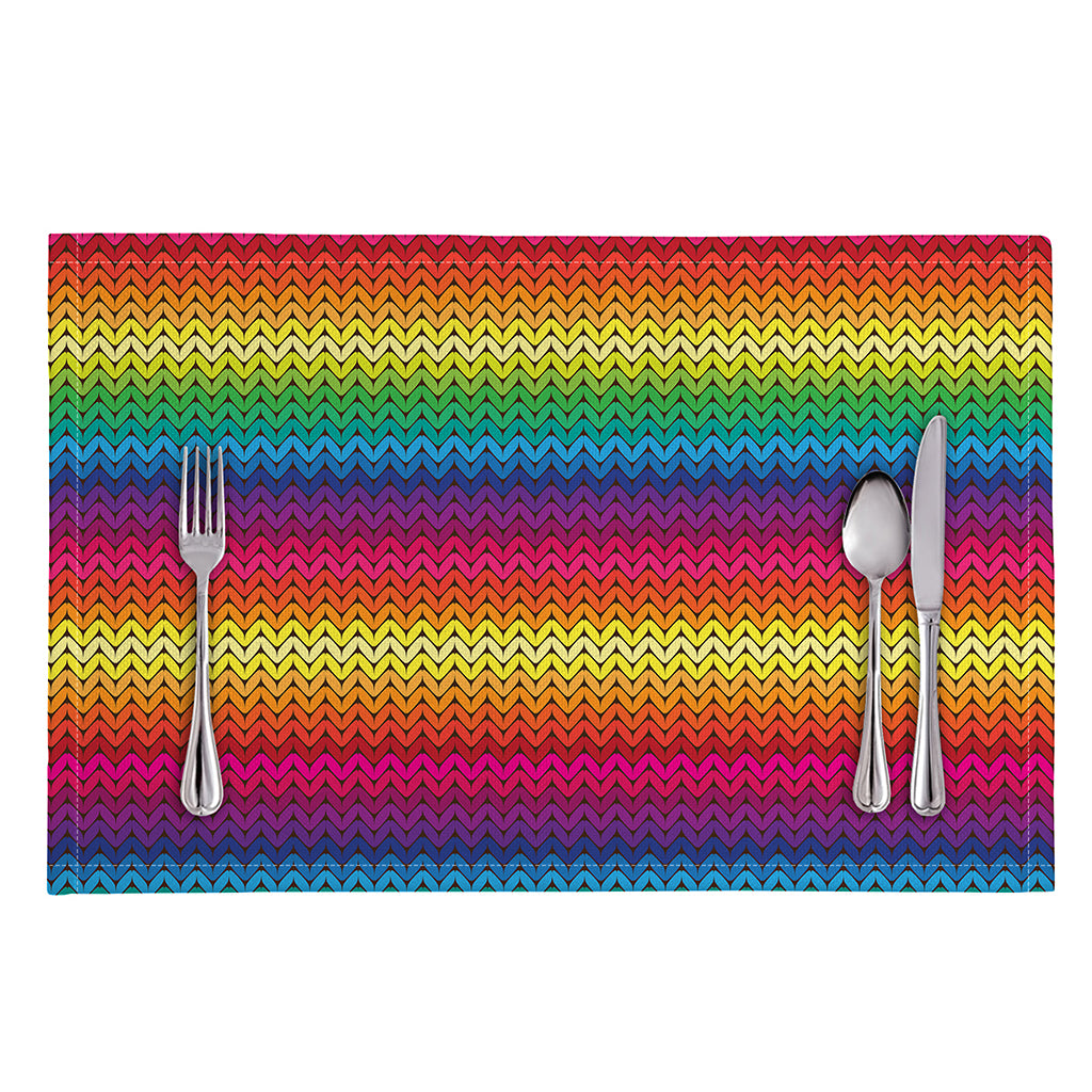 Rainbow Knitted Mexican Pattern Print Placemat