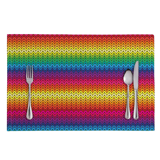 Rainbow Knitted Mexican Pattern Print Placemat