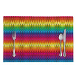 Rainbow Knitted Mexican Pattern Print Placemat