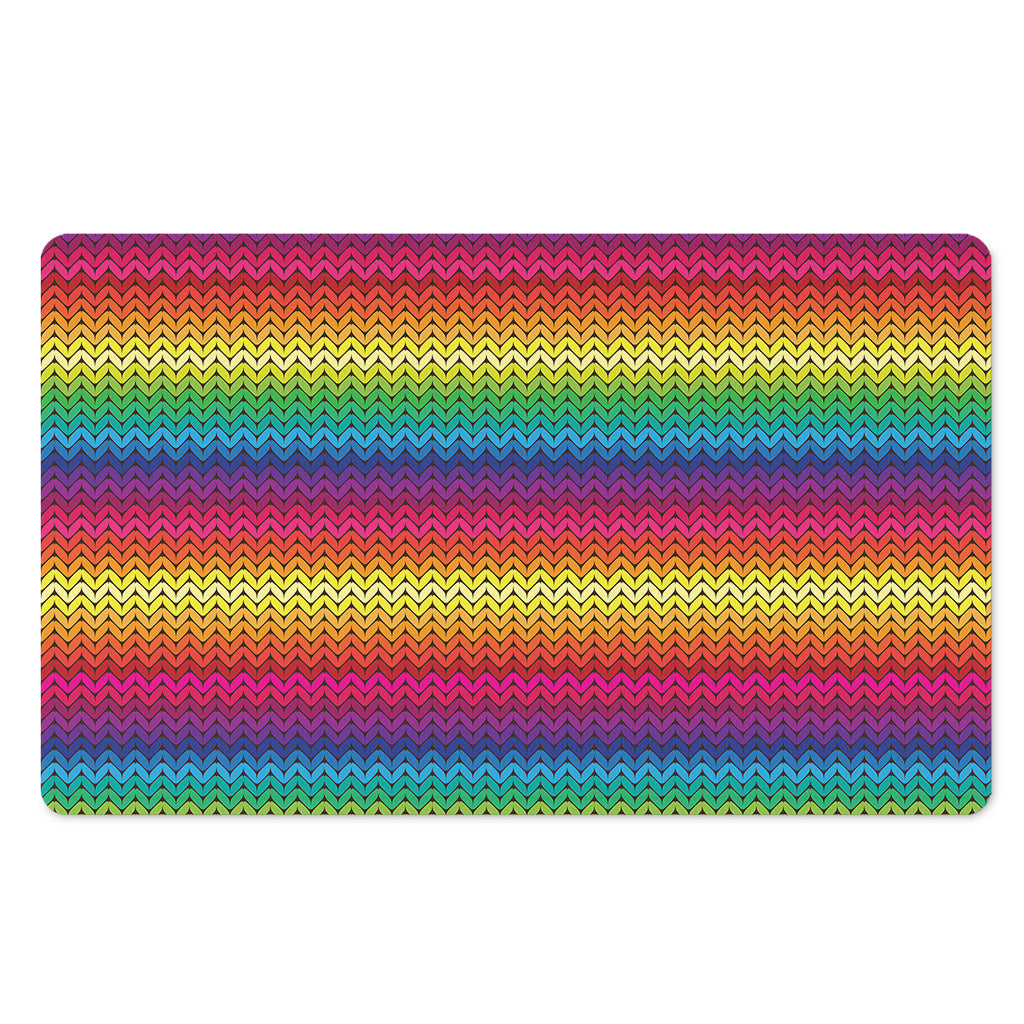 Rainbow Knitted Mexican Pattern Print Polyester Doormat