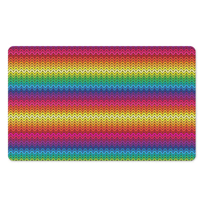 Rainbow Knitted Mexican Pattern Print Polyester Doormat