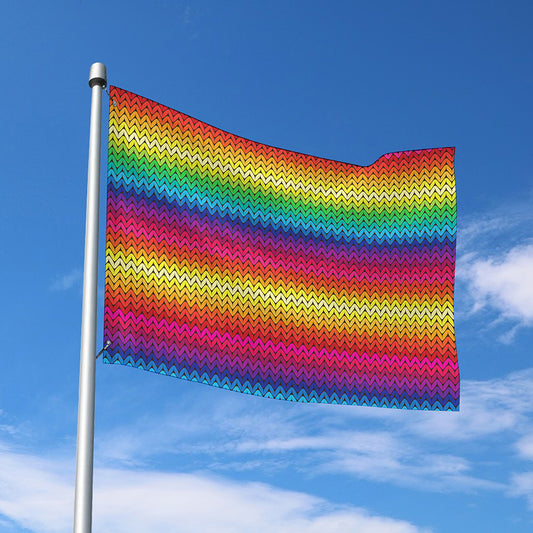 Rainbow Knitted Mexican Pattern Print Polyester Flag