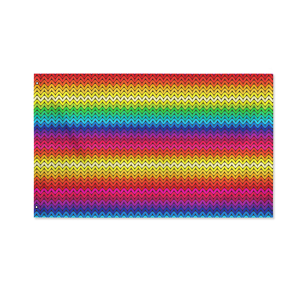 Rainbow Knitted Mexican Pattern Print Polyester Flag