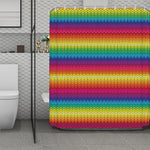 Rainbow Knitted Mexican Pattern Print Polyester Shower Curtain