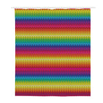 Rainbow Knitted Mexican Pattern Print Polyester Shower Curtain