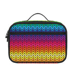 Rainbow Knitted Mexican Pattern Print Portable Lunch Bag