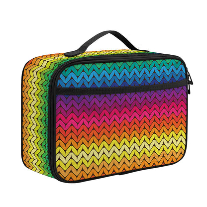 Rainbow Knitted Mexican Pattern Print Portable Lunch Bag