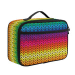 Rainbow Knitted Mexican Pattern Print Portable Lunch Bag