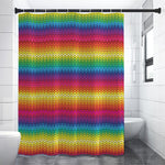 Rainbow Knitted Mexican Pattern Print Premium Shower Curtain