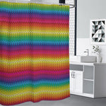 Rainbow Knitted Mexican Pattern Print Premium Shower Curtain