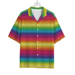 Rainbow Knitted Mexican Pattern Print Rayon Hawaiian Shirt