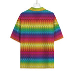 Rainbow Knitted Mexican Pattern Print Rayon Hawaiian Shirt