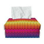 Rainbow Knitted Mexican Pattern Print Rectangle Tissue Box Cover