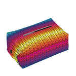 Rainbow Knitted Mexican Pattern Print Rectangle Tissue Box Cover