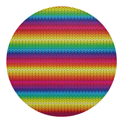 Rainbow Knitted Mexican Pattern Print Round Blanket