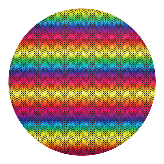Rainbow Knitted Mexican Pattern Print Round Blanket