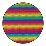 Rainbow Knitted Mexican Pattern Print Round Floor Mat
