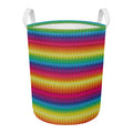 Rainbow Knitted Mexican Pattern Print Round Laundry Basket