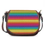 Rainbow Knitted Mexican Pattern Print Saddle Bag