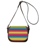 Rainbow Knitted Mexican Pattern Print Saddle Bag