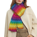 Rainbow Knitted Mexican Pattern Print Scarf