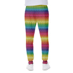 Rainbow Knitted Mexican Pattern Print Scuba Joggers