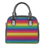 Rainbow Knitted Mexican Pattern Print Shoulder Handbag