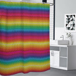 Rainbow Knitted Mexican Pattern Print Shower Curtain