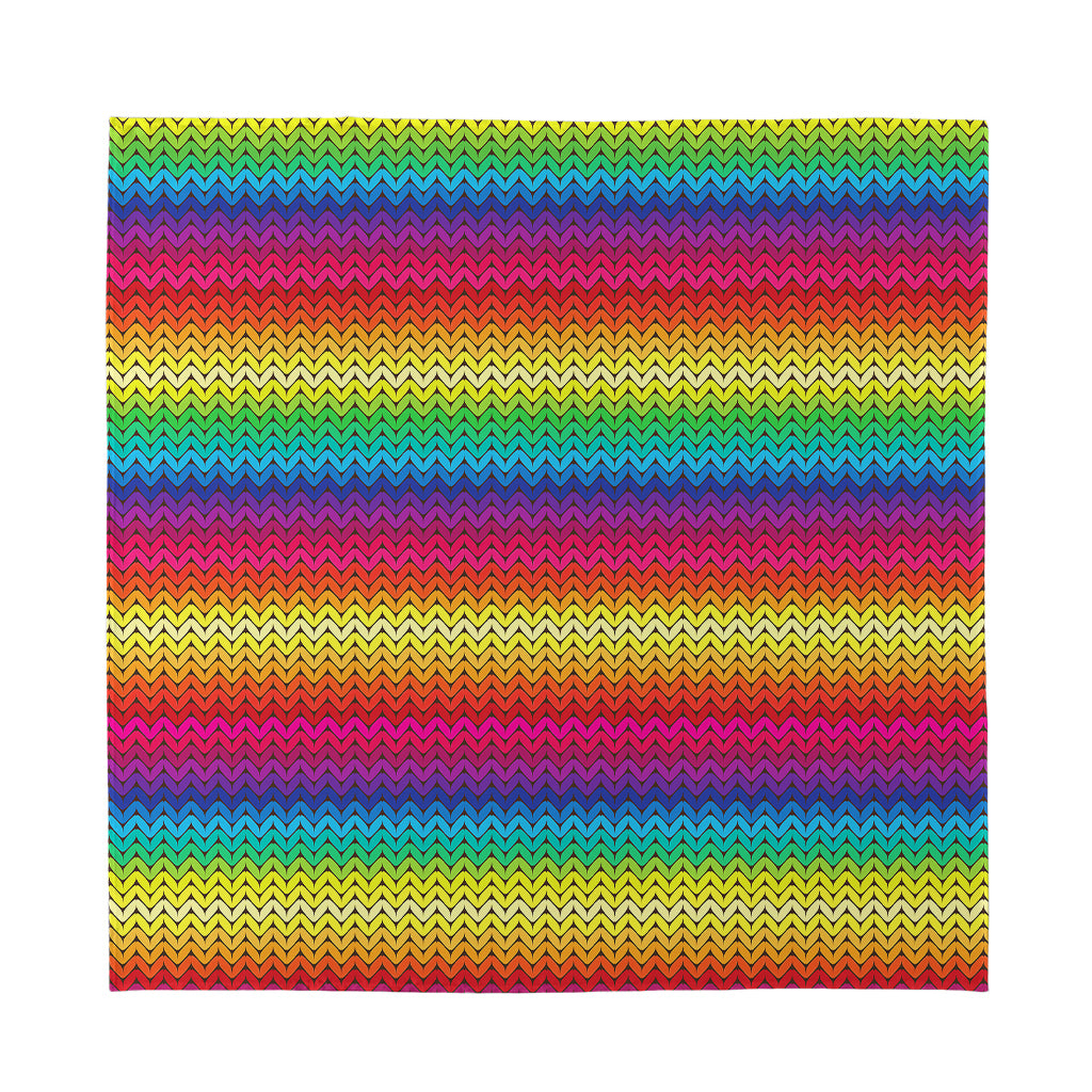 Rainbow Knitted Mexican Pattern Print Silk Bandana