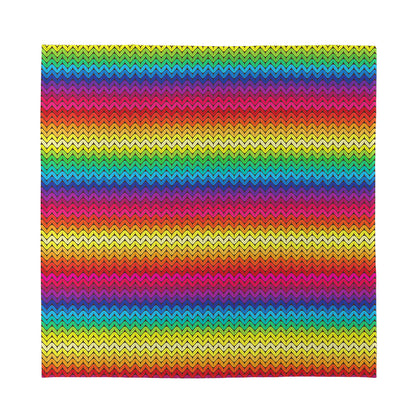 Rainbow Knitted Mexican Pattern Print Silk Bandana