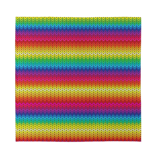 Rainbow Knitted Mexican Pattern Print Silk Bandana