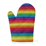 Rainbow Knitted Mexican Pattern Print Single Oven Mitt