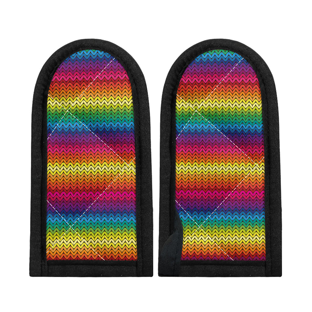 Rainbow Knitted Mexican Pattern Print Skillet Handle Cover