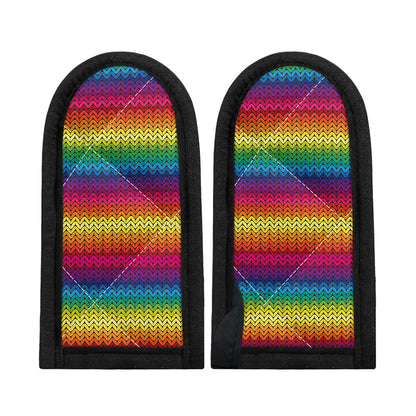Rainbow Knitted Mexican Pattern Print Skillet Handle Cover