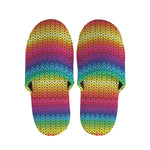 Rainbow Knitted Mexican Pattern Print Slippers