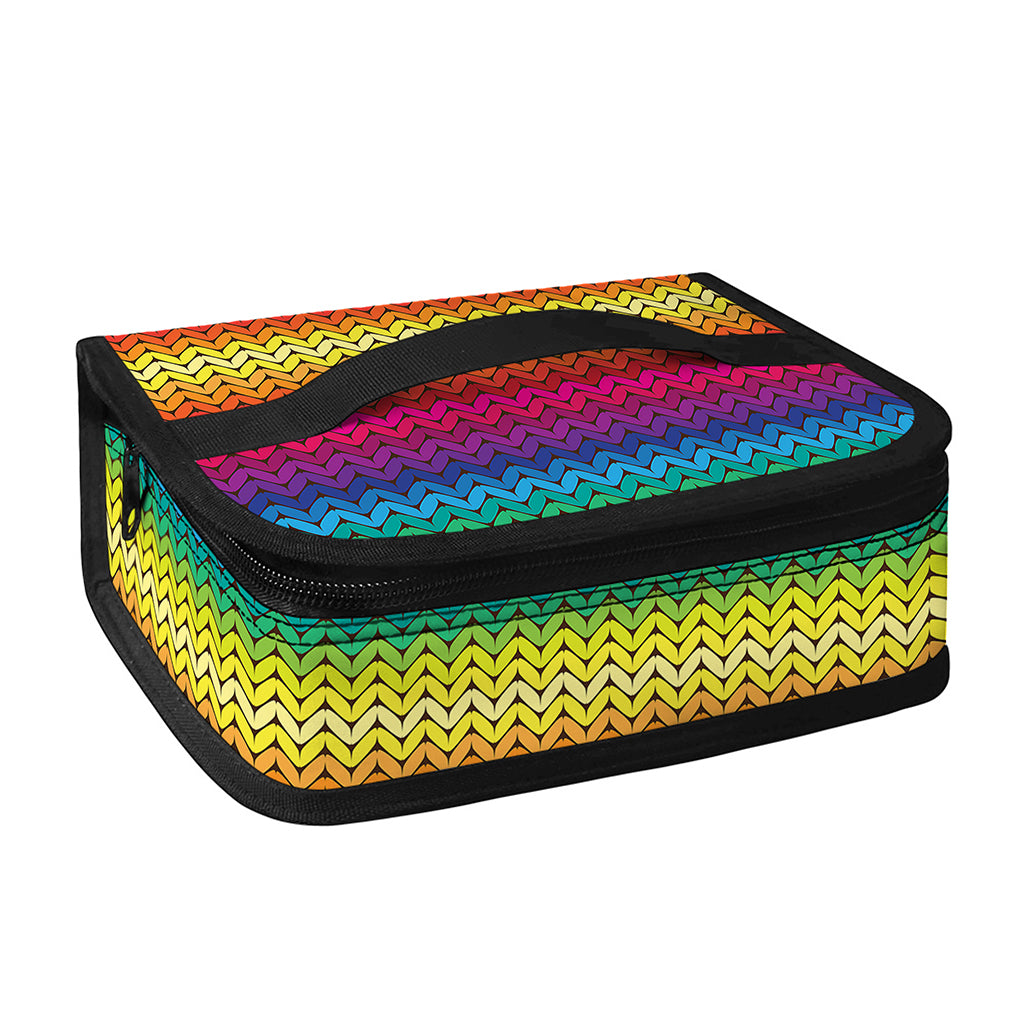Rainbow Knitted Mexican Pattern Print Small Lunch Bag