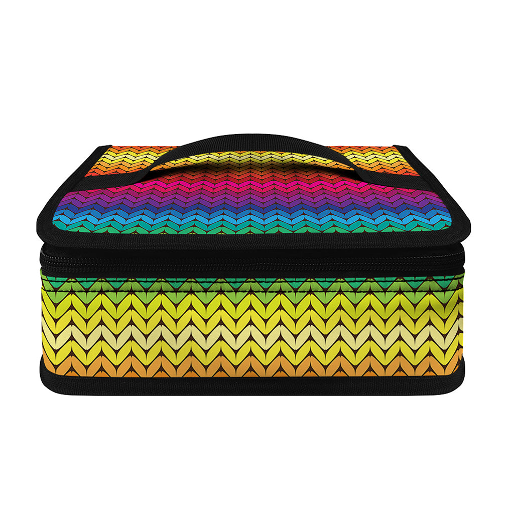Rainbow Knitted Mexican Pattern Print Small Lunch Bag