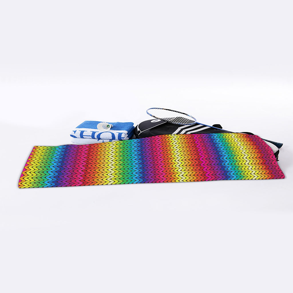 Rainbow Knitted Mexican Pattern Print Sports Towel