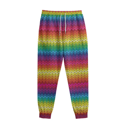 Rainbow Knitted Mexican Pattern Print Sweatpants