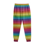 Rainbow Knitted Mexican Pattern Print Sweatpants
