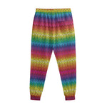 Rainbow Knitted Mexican Pattern Print Sweatpants