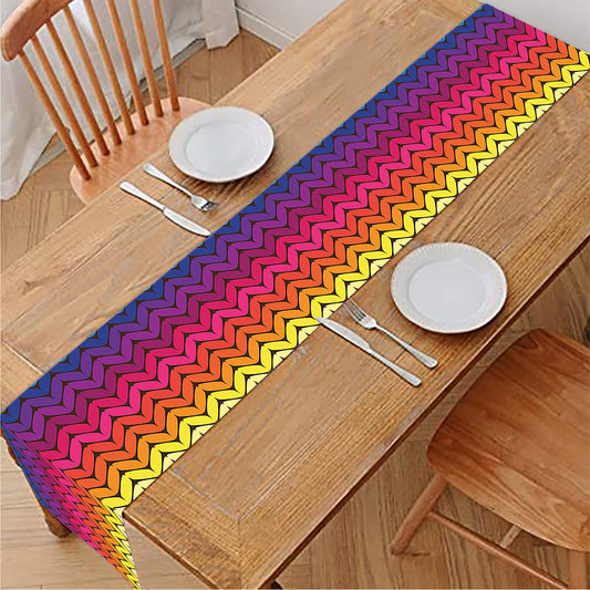 Rainbow Knitted Mexican Pattern Print Table Runner