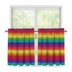 Rainbow Knitted Mexican Pattern Print Tier Curtains