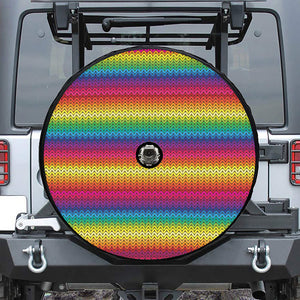 Rainbow Knitted Mexican Pattern Print Tire Cover With Camera Hole