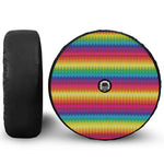 Rainbow Knitted Mexican Pattern Print Tire Cover With Camera Hole