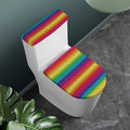 Rainbow Knitted Mexican Pattern Print Toilet Lid And Tank Cover Set