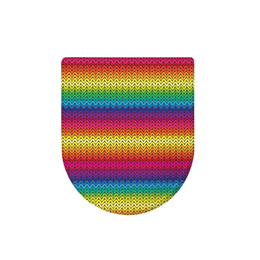 Rainbow Knitted Mexican Pattern Print Toilet Lid Cover