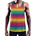 Rainbow Knitted Mexican Pattern Print Training Tank Top
